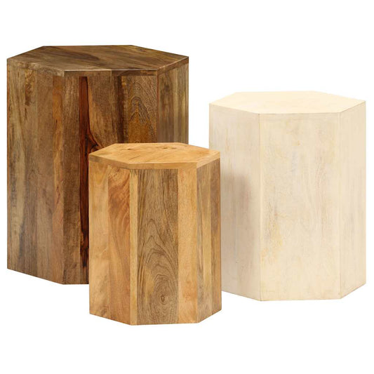 246321 vidaXL Coffee Table Set 3 Pieces Solid Mango Wood