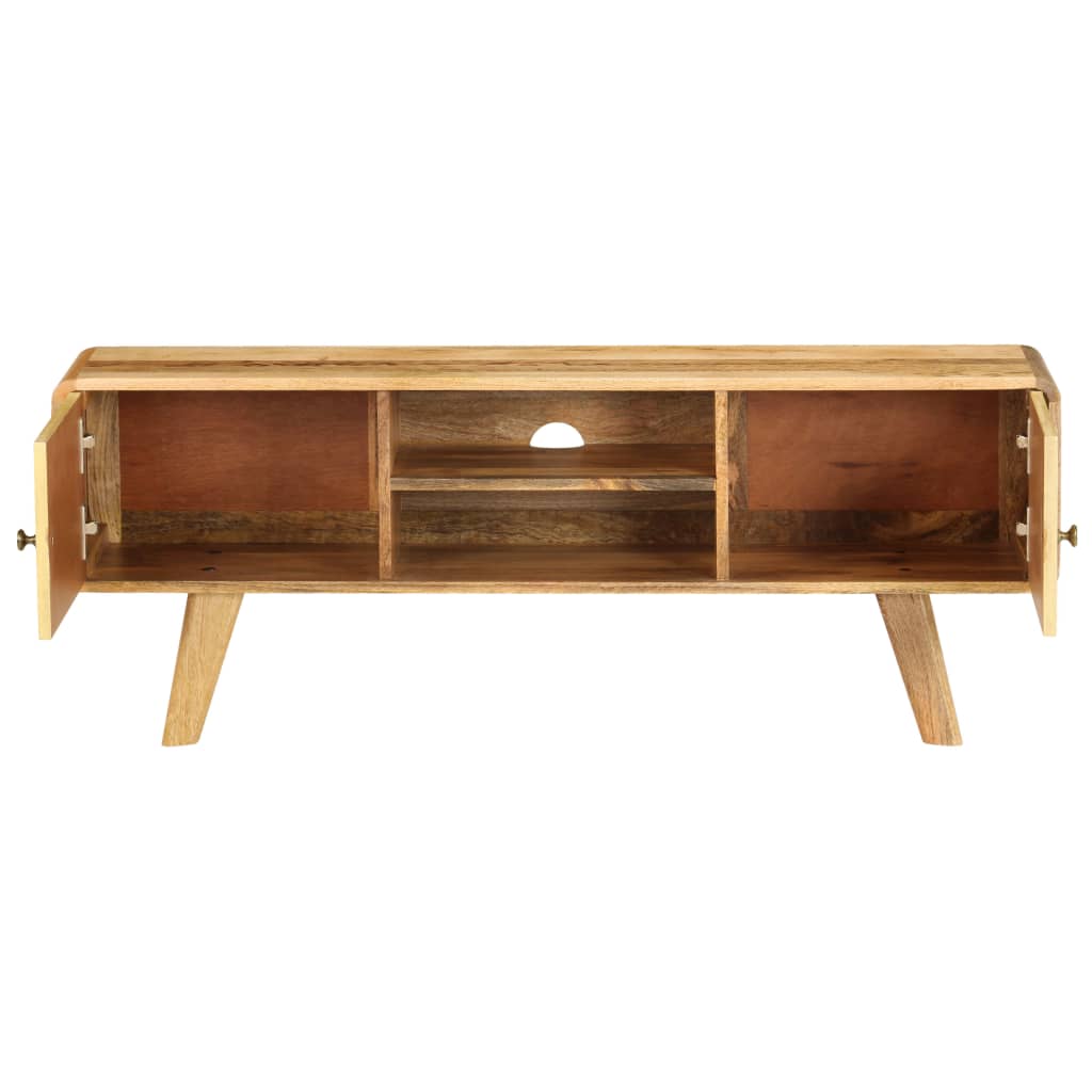 vidaXL TV Cabinet | Natural Mango Wood with Gold Print | Solid Mango Wood