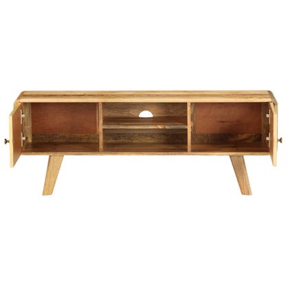 vidaXL TV Cabinet | Natural Mango Wood with Gold Print | Solid Mango Wood