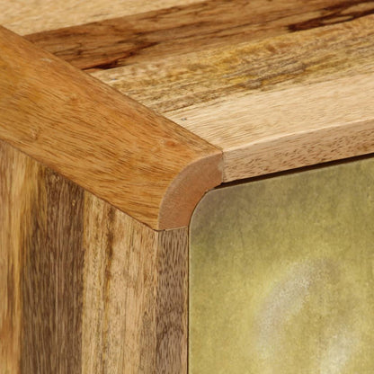 vidaXL TV Cabinet | Natural Mango Wood with Gold Print | Solid Mango Wood