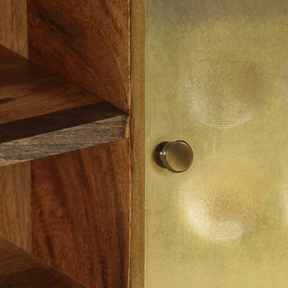 vidaXL TV Cabinet | Natural Mango Wood with Gold Print | Solid Mango Wood