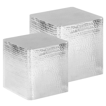 246504 vidaXL Coffee Tables 2 pcs Silver Aluminium