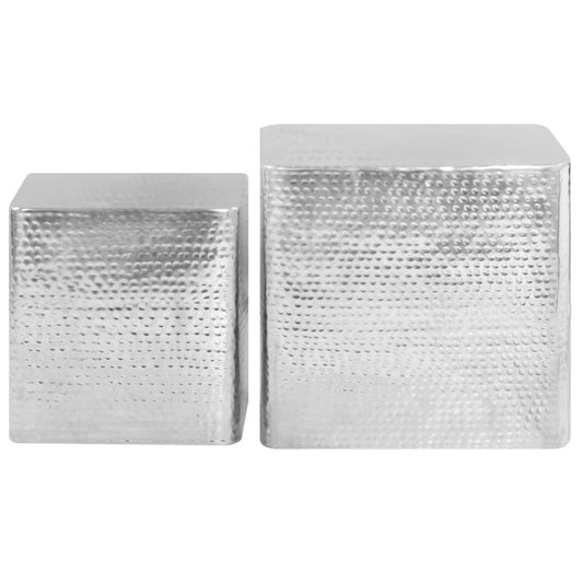 246504 vidaXL Coffee Tables 2 pcs Silver Aluminium
