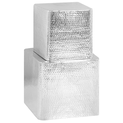 246504 vidaXL Coffee Tables 2 pcs Silver Aluminium