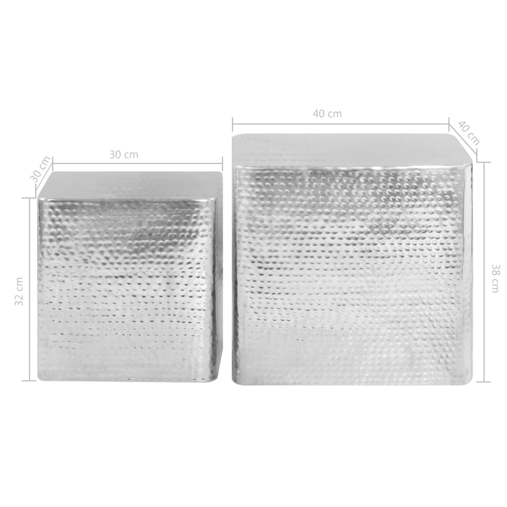246504 vidaXL Coffee Tables 2 pcs Silver Aluminium
