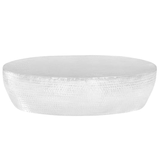 vidaXL Coffee Table | Hammered Silver | Polished Aluminium | 100 x 50 x 28 cm
