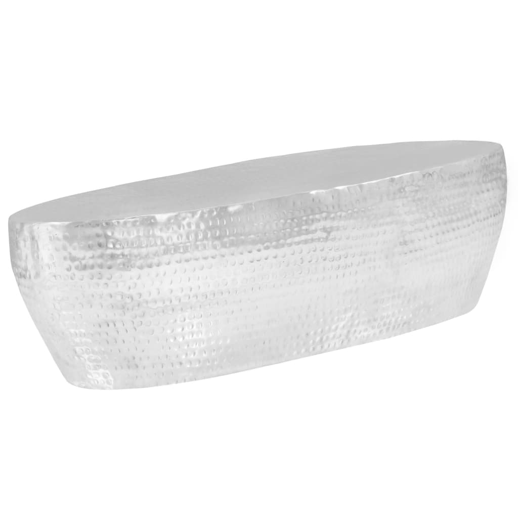 vidaXL Coffee Table Hammered Silver 100x50x28 cm Aluminium
