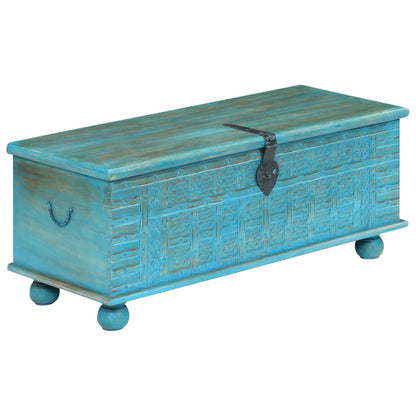 vidaXL Storage Chest | Blue | Solid Mango Wood | 100 cm x 40 cm x 41 cm