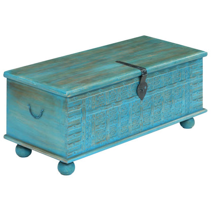 vidaXL Storage Chest | Blue | Solid Mango Wood | 100 cm x 40 cm x 41 cm