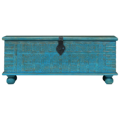 vidaXL Storage Chest | Blue | Solid Mango Wood | 100 cm x 40 cm x 41 cm