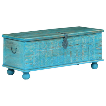 vidaXL Storage Chest | Blue | Solid Mango Wood | 100 cm x 40 cm x 41 cm