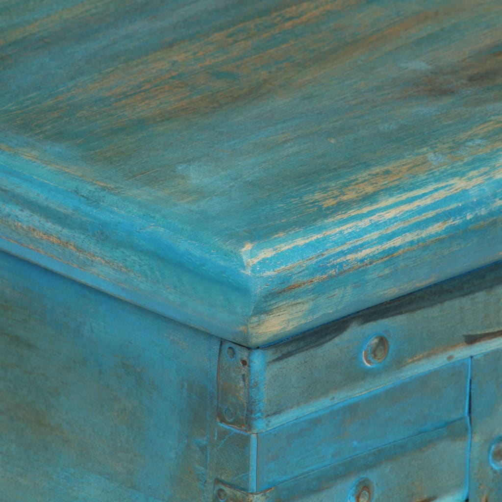 vidaXL Storage Chest | Blue | Solid Mango Wood | 100 cm x 40 cm x 41 cm