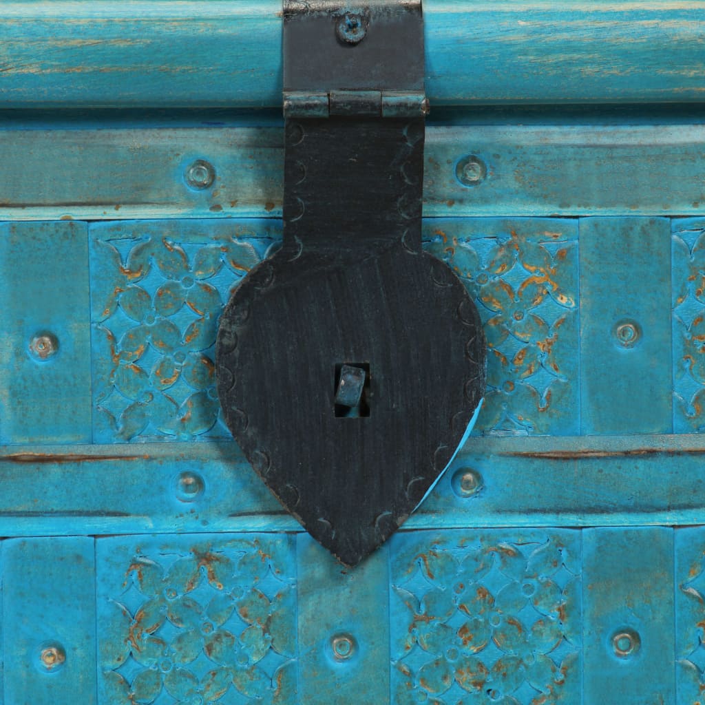 vidaXL Storage Chest | Blue | Solid Mango Wood | 100 cm x 40 cm x 41 cm