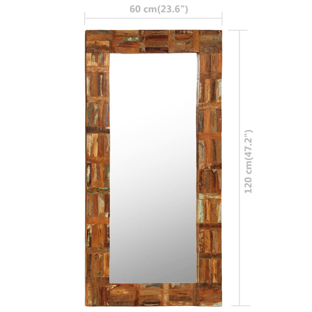 vidaXL Wall Mirror Solid Reclaimed Wood 60x120 cm