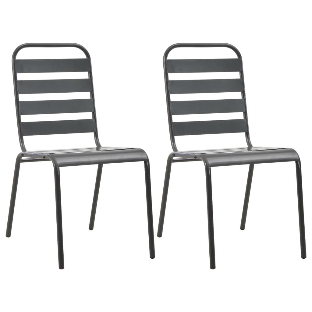 vidaXL Outdoor Chair | Set of 2 | Dark Grey | E-coated and powder-coated steel
