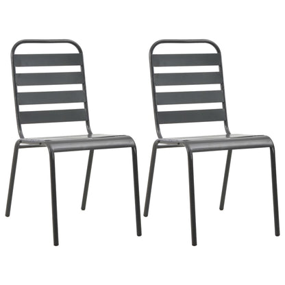vidaXL Outdoor Chair | Set of 2 | Dark Grey | E-coated and powder-coated steel