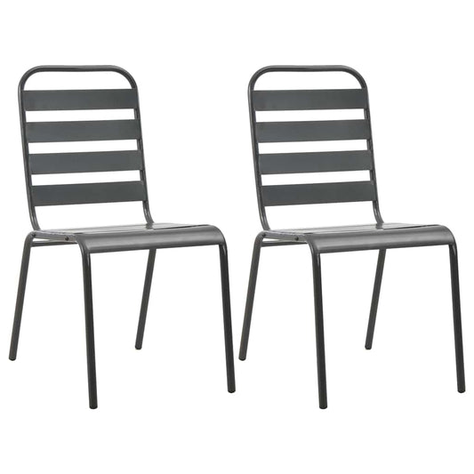 44257 vidaXL Stackable Outdoor Chairs 2 pcs Steel Grey