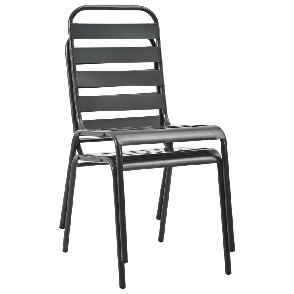 vidaXL Outdoor Chair | Set of 2 | Dark Grey | E-coated and powder-coated steel