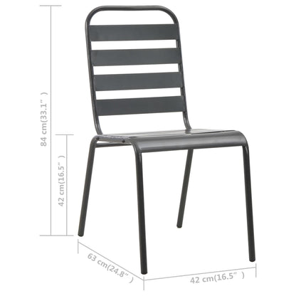 vidaXL Outdoor Chair | Set of 2 | Dark Grey | E-coated and powder-coated steel