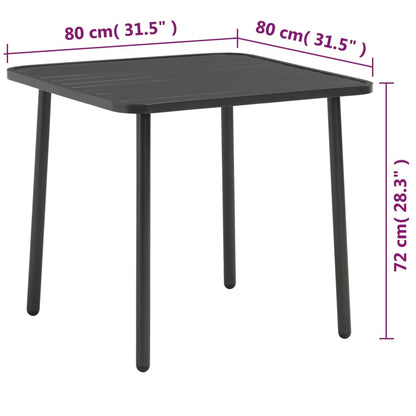 44258 vidaXL Garden Table Dark Grey 80x80x72 cm Steel