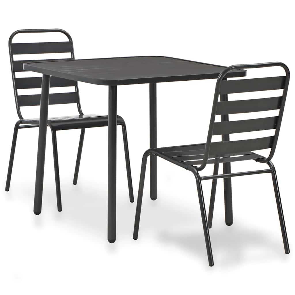 44261 vidaXL 3 Piece Bistro Set Steel Dark Grey