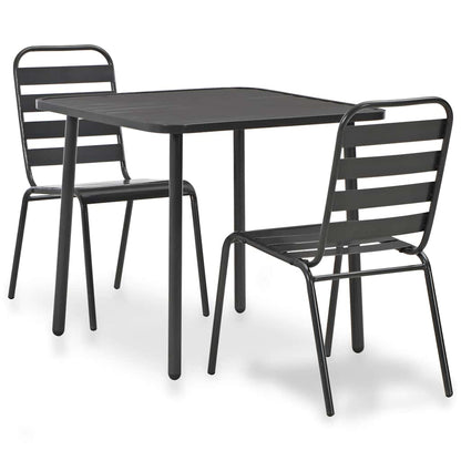 44261 vidaXL 3 Piece Bistro Set Steel Dark Grey