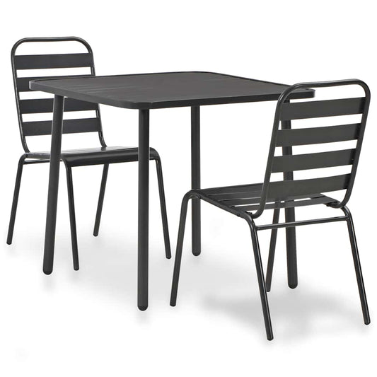 44261 vidaXL 3 Piece Bistro Set Steel Dark Grey