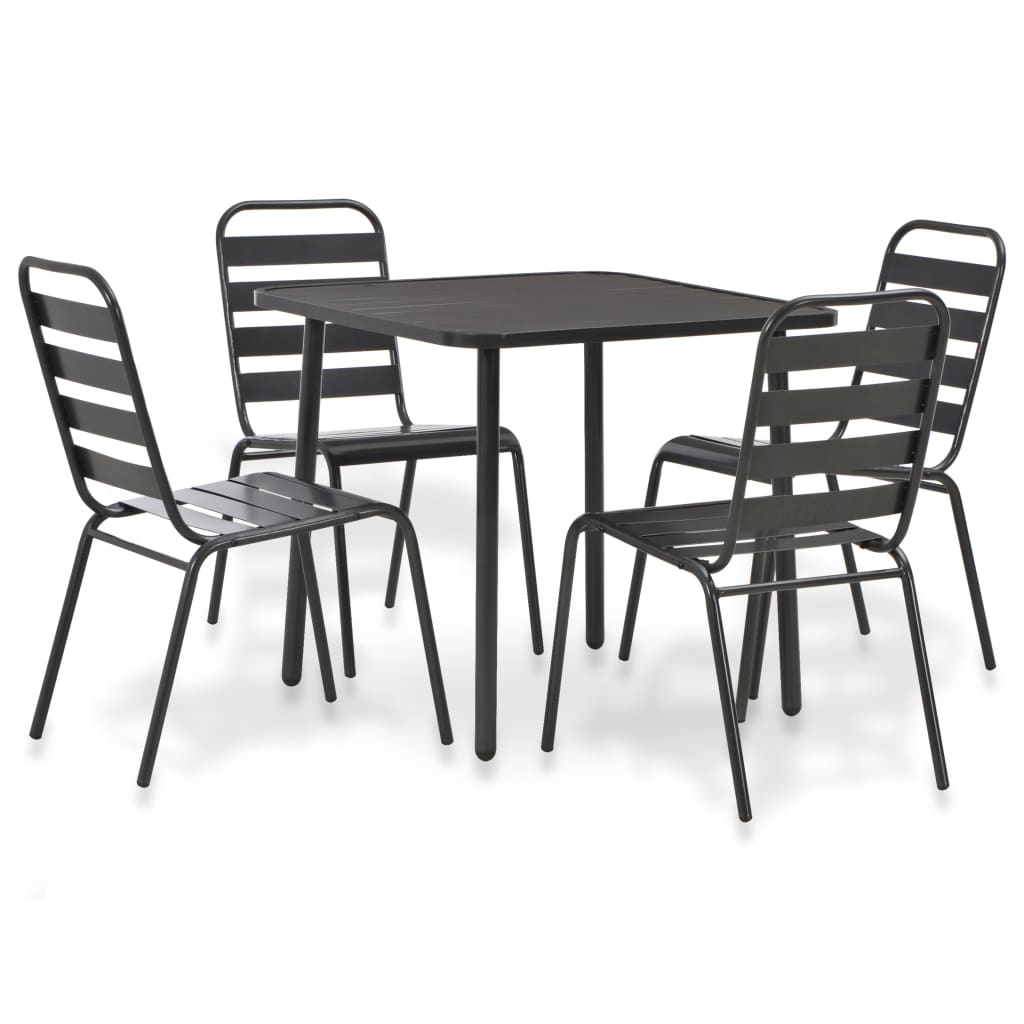 vidaXL Steel Dining Set | Dark grey | E-coated steel, powder-coated steel