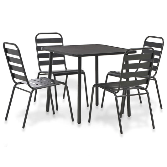 vidaXL Steel Dining Set | Dark grey | E-coated steel, powder-coated steel