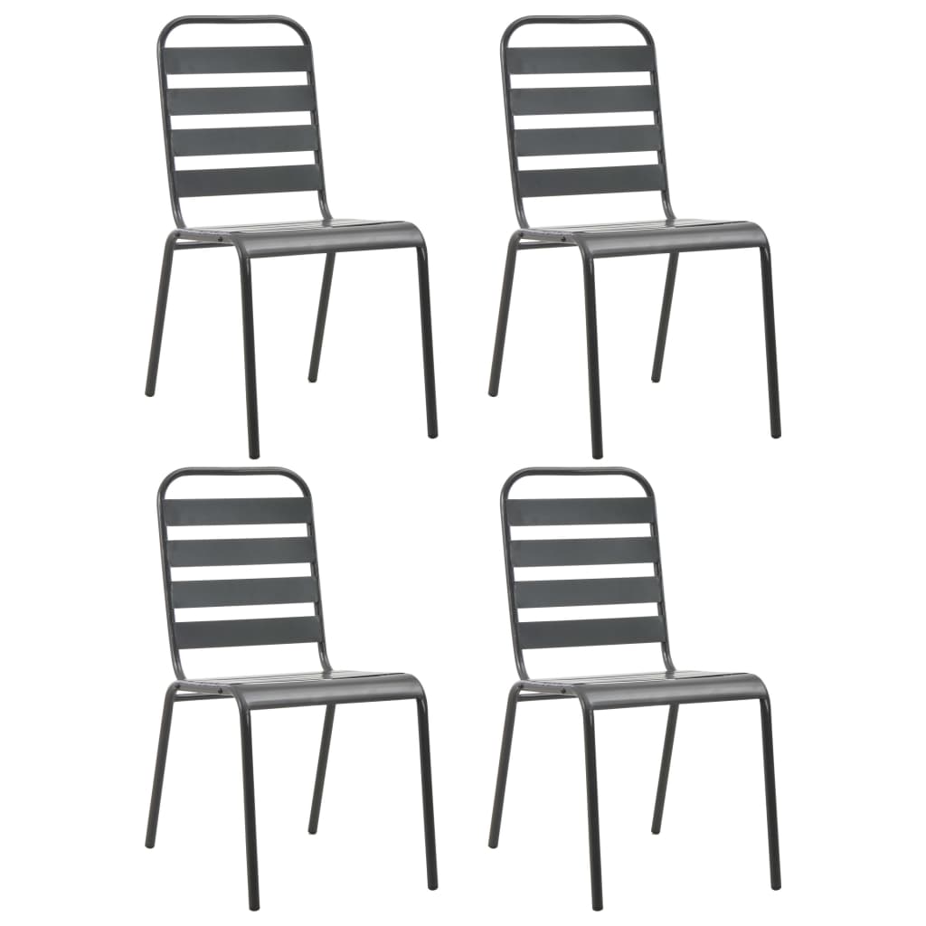 vidaXL Steel Dining Set | Dark grey | E-coated steel, powder-coated steel