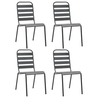 vidaXL Steel Dining Set | Dark grey | E-coated steel, powder-coated steel