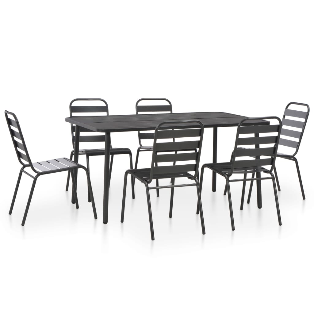 vidaXL Steel Dining Set | Dark grey | E-coated and powder-coated steel