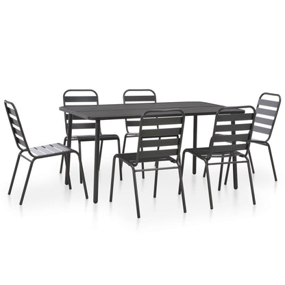 vidaXL Steel Dining Set | Dark grey | E-coated and powder-coated steel