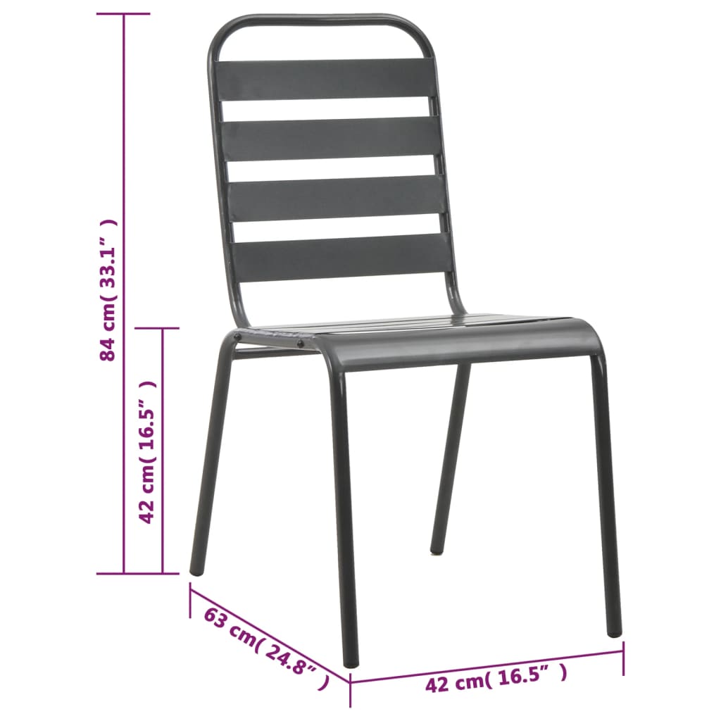vidaXL Steel Dining Set | Dark grey | E-coated and powder-coated steel