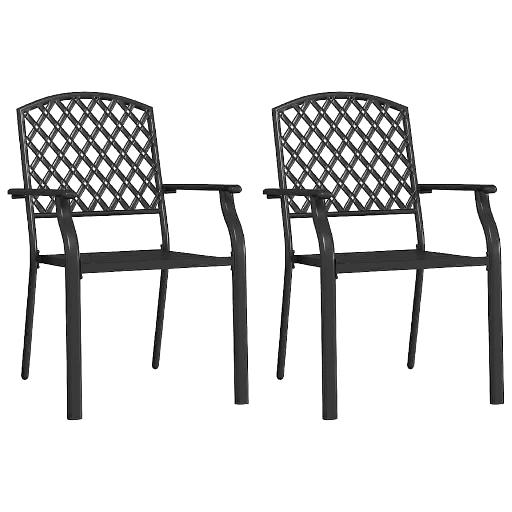 44265 vidaXL Stackable Outdoor Chairs 2 pcs Steel Anthracite
