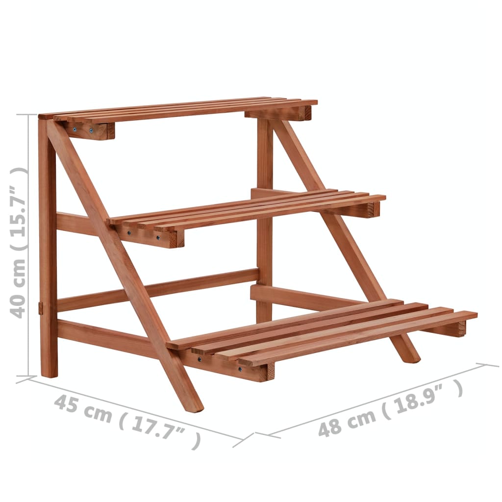 vidaXL 3-Tier Plant Stand Cedar Wood 48x45x40 cm