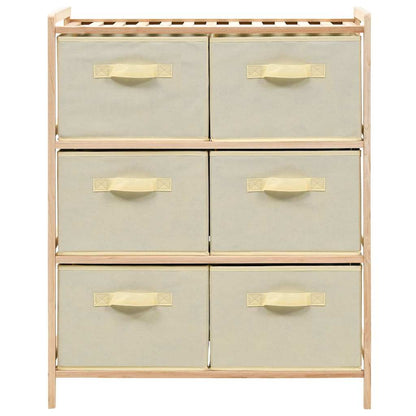 246439 vidaXL Storage Rack with 6 Fabric Baskets Cedar Wood Beige