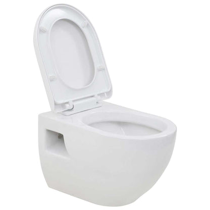 vidaXL Wall-Hung Toilet Ceramic White