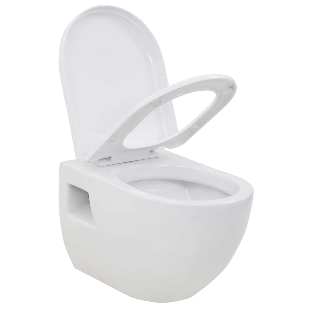 vidaXL Wall-Hung Toilet Ceramic White