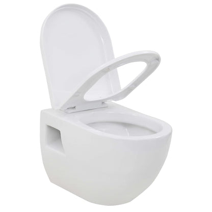 vidaXL Wall-Hung Toilet Ceramic White