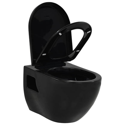 vidaXL Wall-Hung Toilet Ceramic Black