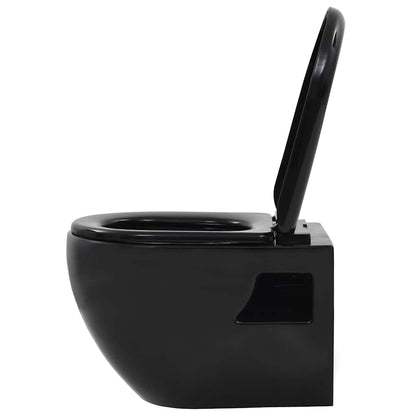 vidaXL Wall-Hung Toilet Ceramic Black