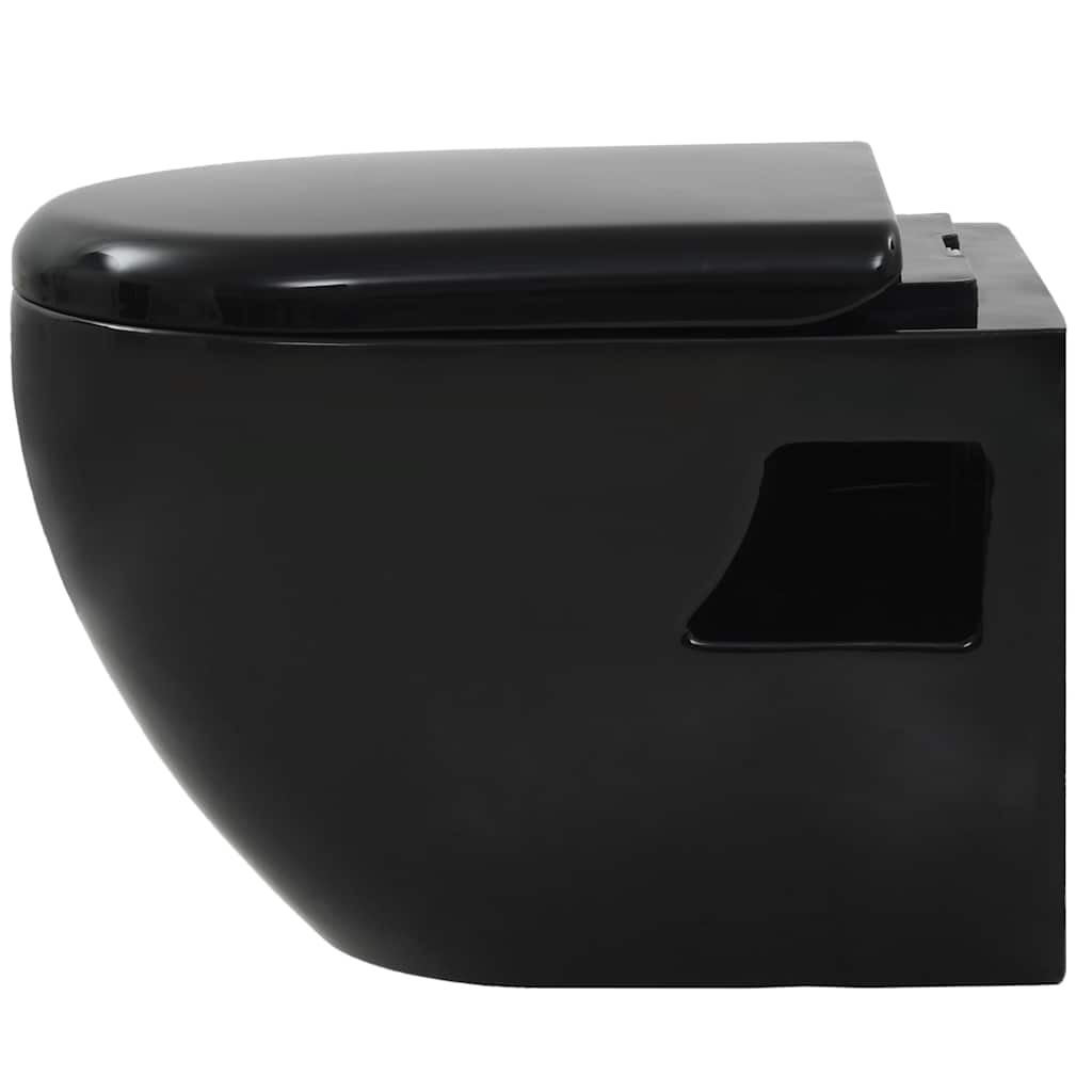 vidaXL Wall-Hung Toilet Ceramic Black