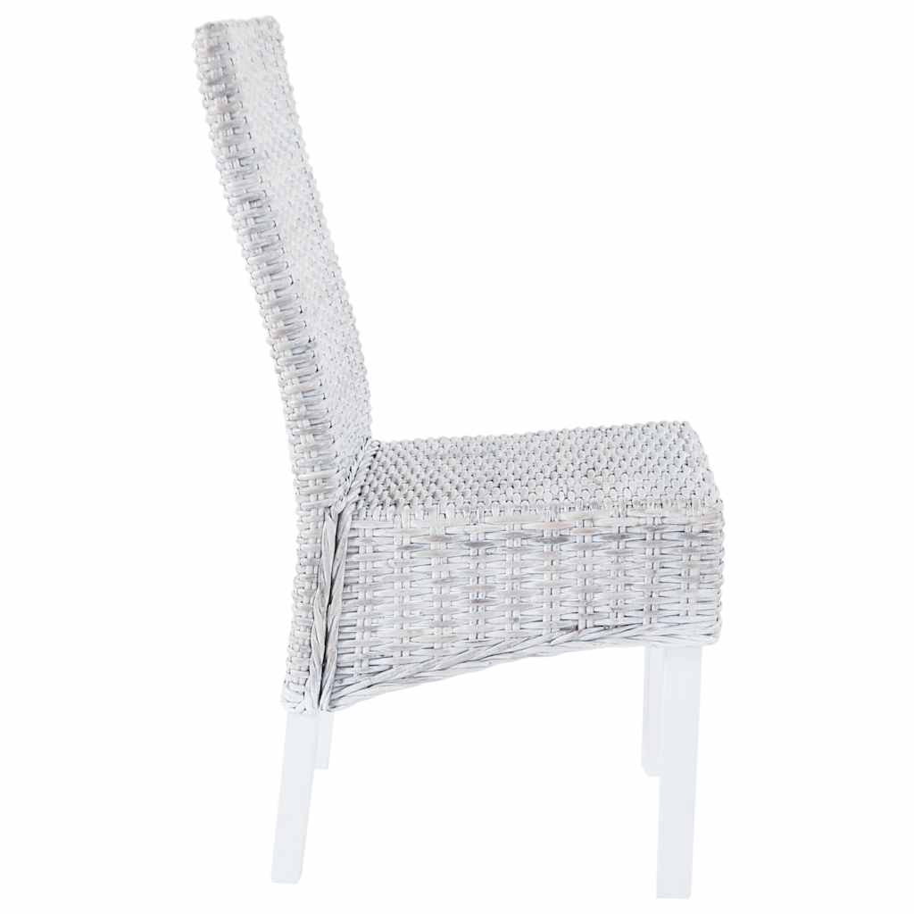 vidaXL Dining Chairs 2 pcs Light Brown Kubu Rattan and Mahogany Wood