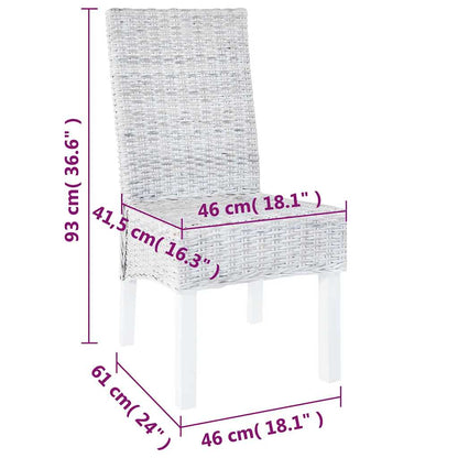 vidaXL Dining Chairs 2 pcs Light Brown Kubu Rattan and Mahogany Wood