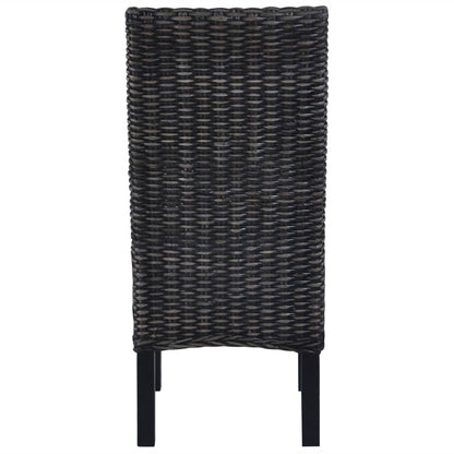vidaXL Dining Chairs 2 pcs Black Kubu Rattan and Mahogany Wood