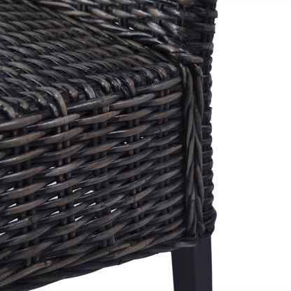 vidaXL Dining Chairs 2 pcs Black Kubu Rattan and Mahogany Wood