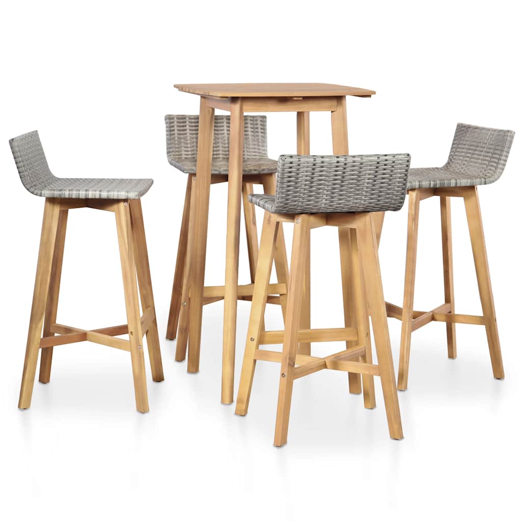 44221 vidaXL 5 Piece Outdoor Dining Set Solid Acacia Wood