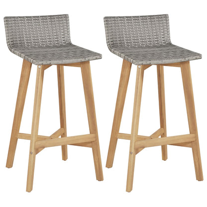 vidaXL Bar Chair | Set of 2 | Brown | Solid acacia wood | Standard | Footrest