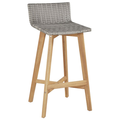 vidaXL Bar Chair | Set of 2 | Brown | Solid acacia wood | Standard | Footrest